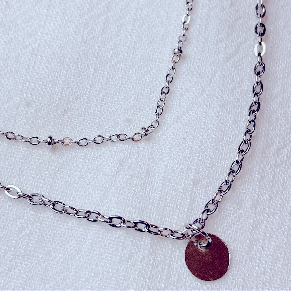 Three Layers Little Pendant Sliver Plated Necklace - Picture 3 of 9